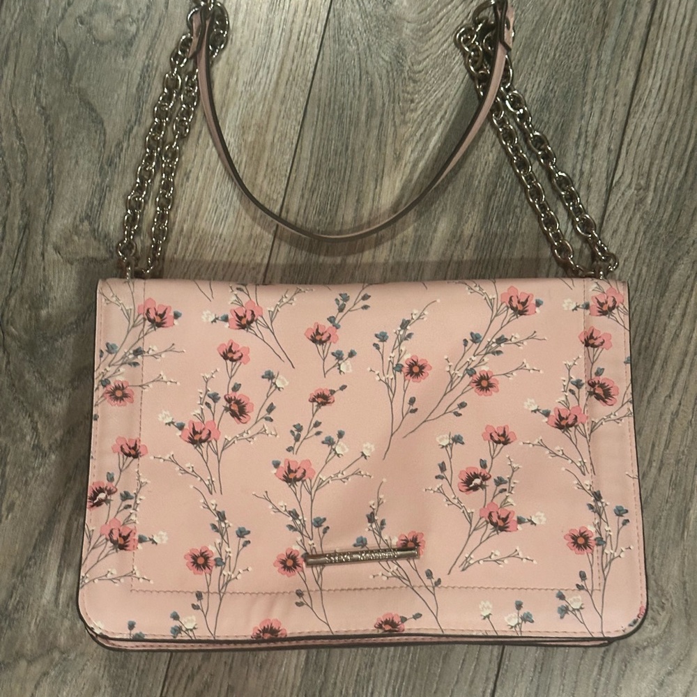 Steve Madden Pink Floral Shoulder Bag with Chain Strap